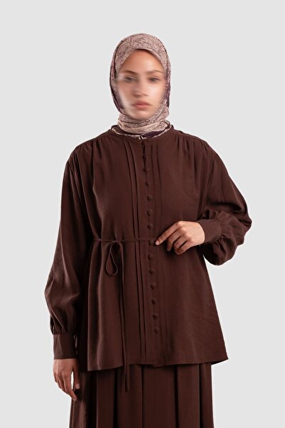 Emare Shoulder Gathered Ribbed Detailed Shirt