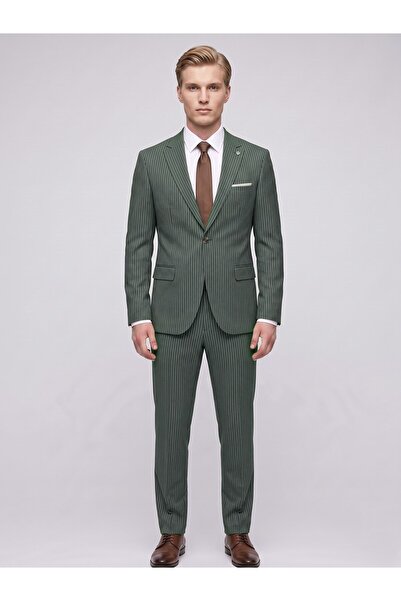 Plus Scorpion Men's Striped Suit – Slim Fit Modern Cut Stylish Classic Jacket...