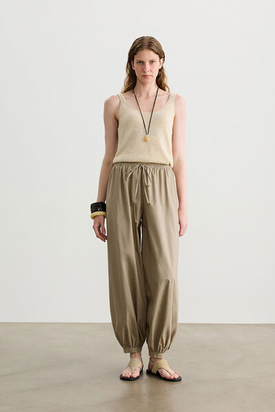 BE BLUE PANTALONI SHALWAR DIN BUMBAC CULOARE NISIP