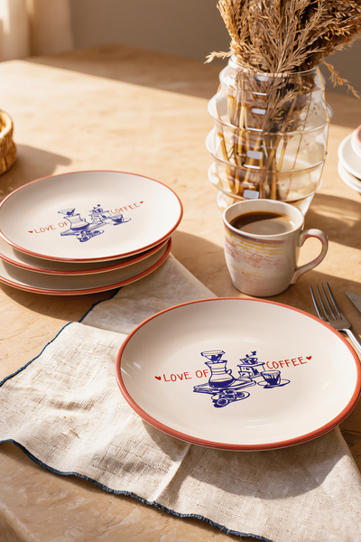 Keramika Love of Coffee Pasta Plate 20 cm 4 Pieces 23455