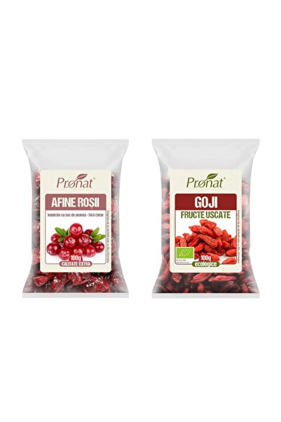 Pronat Pachet Superfructe – Merisoare Uscate (Cranberry) 100g + Goji Bio 100g
