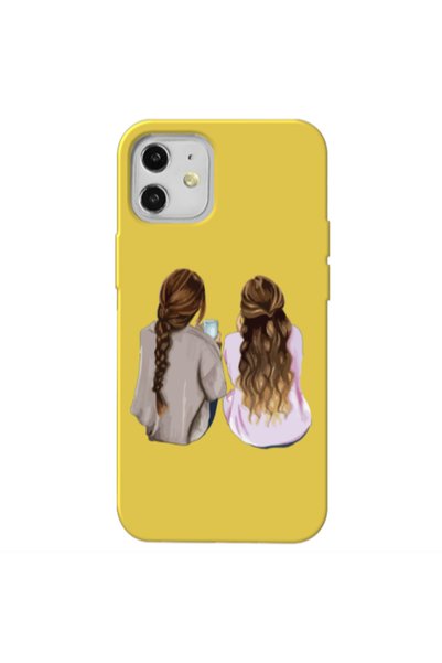 Other Apple iPhone 12 Friends Yellow Colored Silicone TPU Θήκη