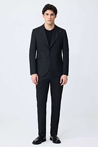 Tween Slim Fit Siyah Armürlü Takim Elbise