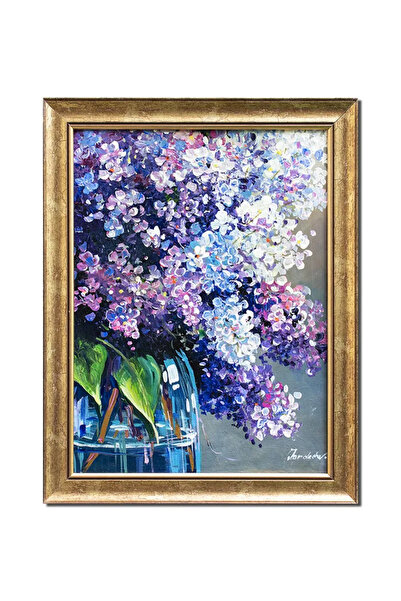 artnova Букет с люляци, ръчно рисувана рамкирана картина, 45x35см, маслена на...