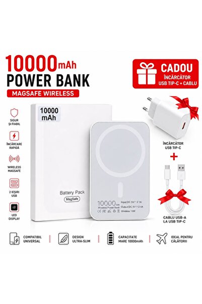 POWER Baterie Externa Wireless MagSafe iCharge 10.000 mAh, Compatibila iPhone...