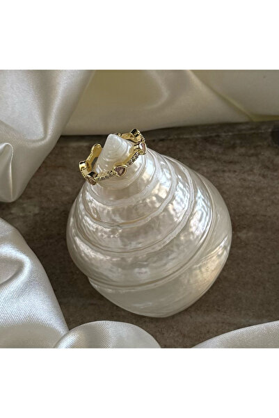 Leora Atelier Pembe Mini Kalp Tamtur Gold Yüzük