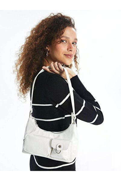 LC Waikiki LCW ACCESSORIES Γυναικεία τσάντα μπαγκέτας White Leather Look