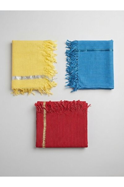 nazipek Set of 3 Striped Summer Shawls Summer Scarf Shawl Glittery 150X50 cm ...