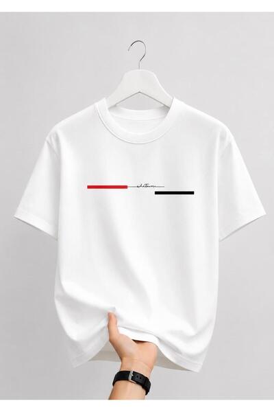 LELVANİ Tricou pentru bărbați WhatEver cu imprimeu în dungi și guler rotund