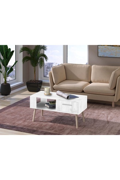 Fratelli Home Ορθογώνιο Τραπεζάκι Σαλονιού Λευκό SIMFONIA