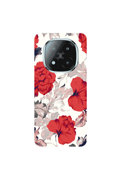 Other Xiaomi Redmi Note 14 Pro + 5g Red Flowers Transparent Silicone TPU Θήκη