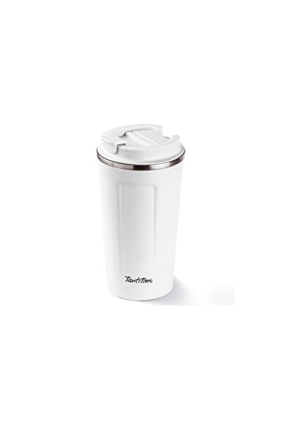 Empressco Stainless Steel 500ml White Insulated Thermos Cup with Writing, Sty...