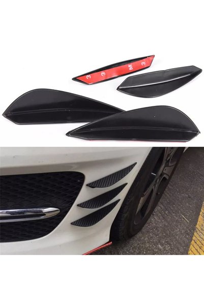 Avex Set de 4 aripioare decorative pentru bară de tuning, negre