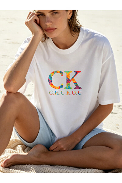 Fleck Womens T Shirts Colorful CK Logo Print Casual Summer Style