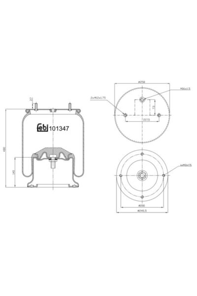 FEBI BILSTEIN Perna de Aer (diametru: 200/240mm) Daf Cf 85 Xf 105 Xf 95 01.01...