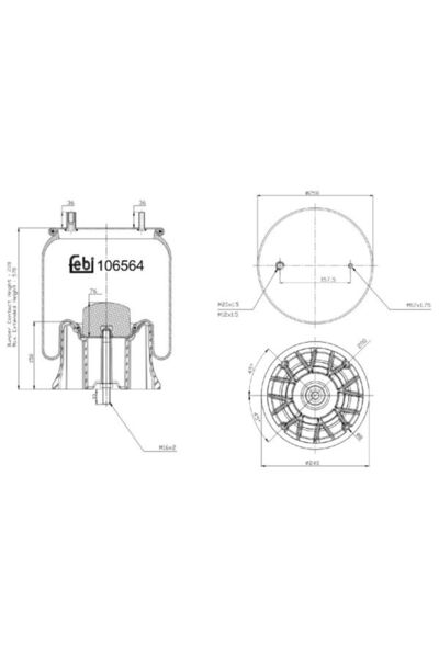 FEBI BILSTEIN Perna de Aer Spate (diametru: 240/258mm) Saf