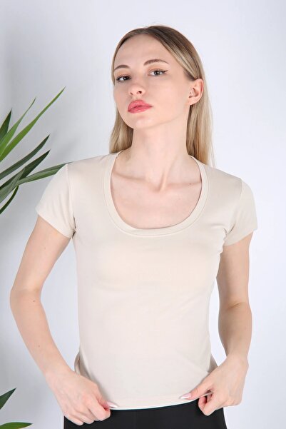 Veni Life Women's Square Neck Short Sleeve Stretch Cotton T-Shirt |   Body