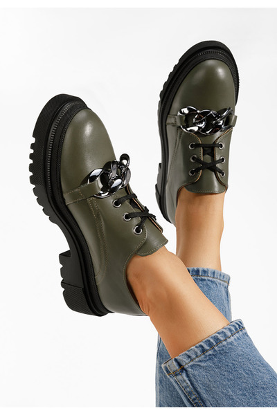 B T Shoes Pantofi casual dama piele Vorea kaki