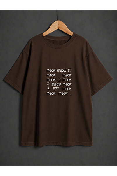 ZİYMO Women's Y2K Meow Meow Written Oversized T-Shirt