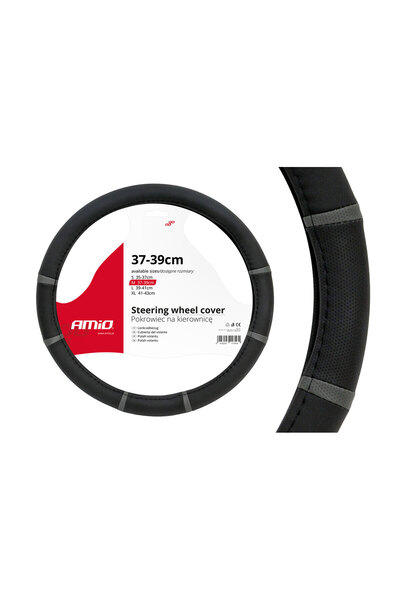 OEM Husa volan negru + dungi gri SWC-06-M (37-39cm)