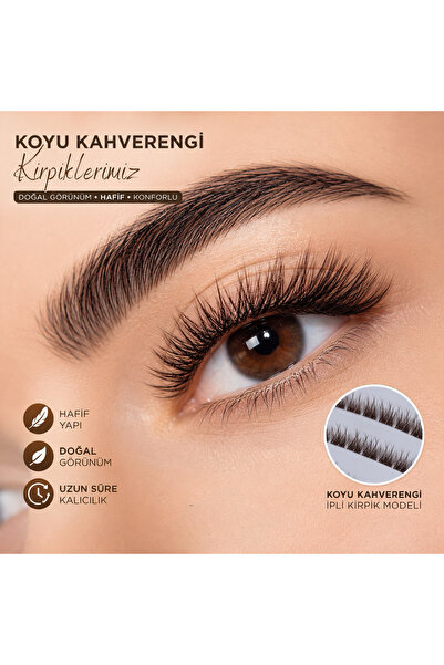Genel Markalar Koyu Kahve Doğal Völüm İpli Kirpik mix 10,12,14mm pratik ipek kirpik
