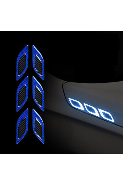OEM Set of 2 reflective stickers DIAMOND with 5D Carbon insert, Blue color