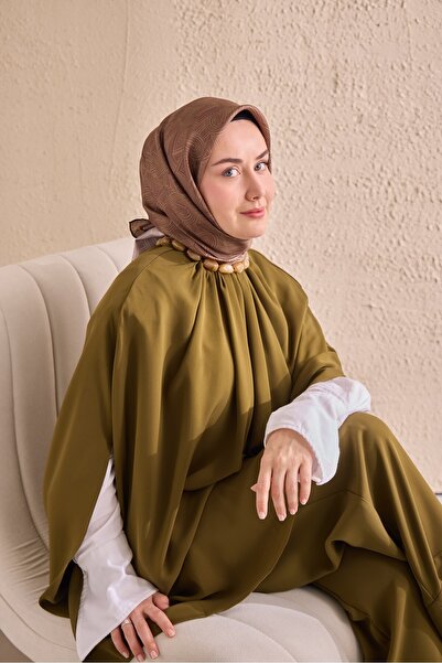 Silk Home Twill İpek Geo Eşarp Yeşil Gri