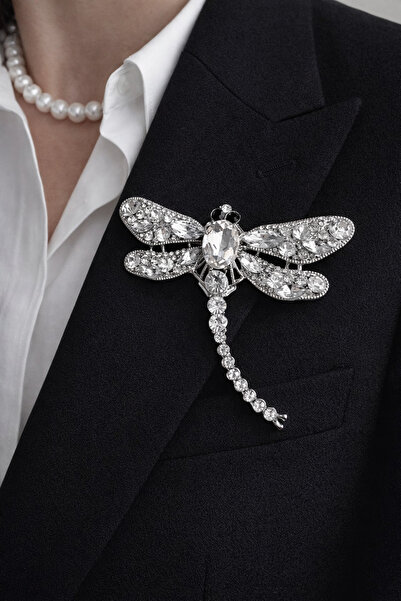 ZEYKU ACCESSORİES Kraliyet Beyazı Yusufçuk Broş