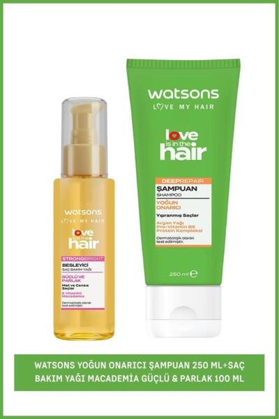 Watsons Liith Yoğun Onarıcı Şampuan 250 ml+Saç Bakım Yağı Macademia Güçlü & P...