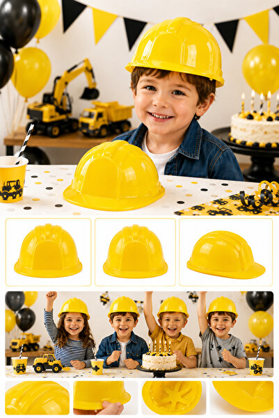 Partifabrik Construction Themed Kids Birthday Hard Hat Party Hat 1 Piece (Not...