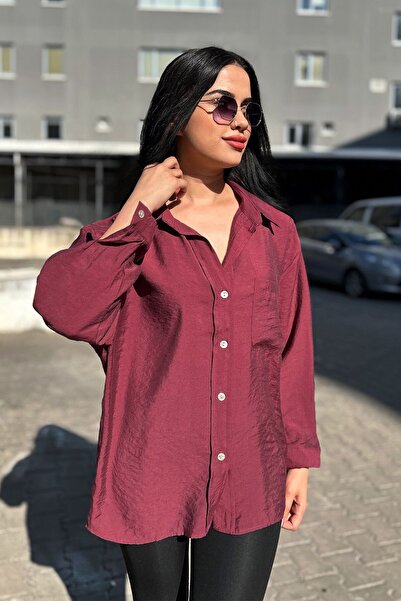 Veni Life Women's Low Shoulder Oversize Modal Shirt with Back Pleat Detail