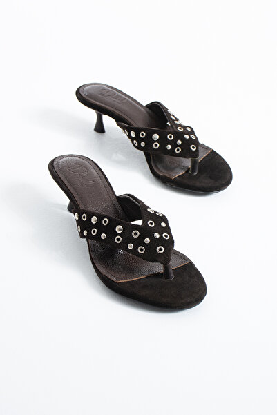 DUXAL SHOES Madison Women's Genuine Leather Studded Detailed Flip-Flop Heeled...