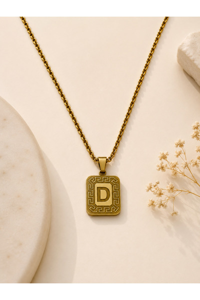 Archhazel Jewelery Letter D Necklace Gold Color Steel Non-Tarnish Letter Pendant