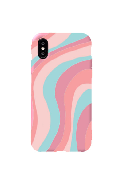 Other Apple iPhone Xs Colored lines Pink Colored Silicone TPU Θήκη