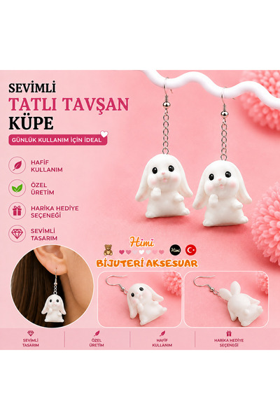 himi bijuteri aksesuar Cheerful Cute Rabbit Animal Figured Dangle Earrings Li...