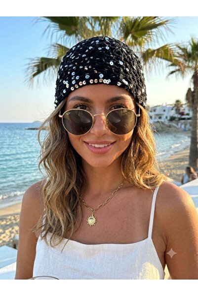 alinastore Pul Detailled Mesh Knit Beanie Hat Bandana