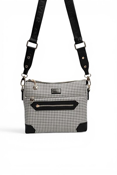 Silver Polo Black - Black Houndstooth Plaid Women's Crossbody Bag Sp1110