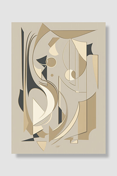Luna Marissa Umetnički poster Art Deco Geometrijski Apstraktni Bež Sivi Kompo...
