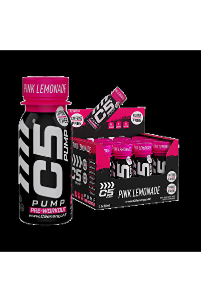 C5 PUMP Shot Pre - Workout, Caffeine - Free (Pack of 12, Pink Lemonade) - Pre...