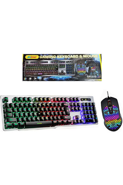 Andowl QK809 Σετ πληκτρολογίου gaming με φωτισμό RGB και ποντίκι (Αγγλικό US)...