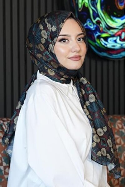 Yıldızan Floral Pattern Dark Green Soft Cotton Shawl Multi-Colored9 1302237
