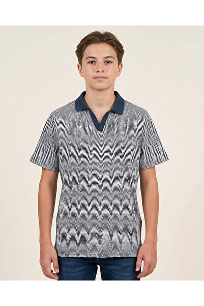 REDTAG Senior Boy Navy Structured Polo T Shirt