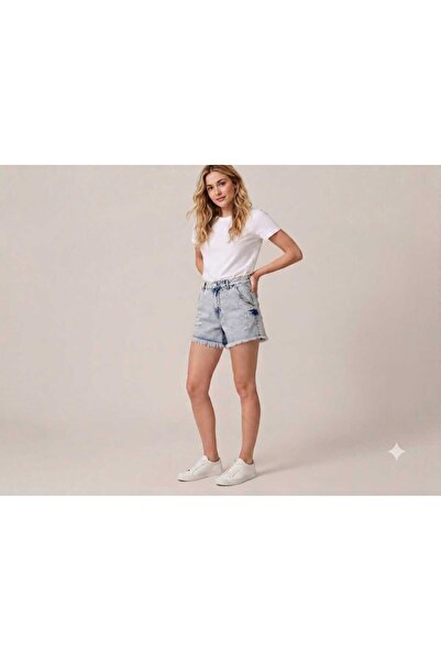 GERONİS Women's Shorts with Frayed Edges