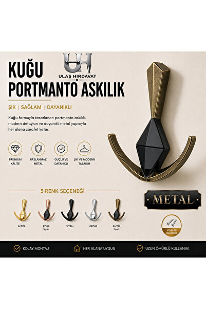 Ulaş Hırdavat Metal Portmanto Askısı Kuğu Lüx Duvar Askılığı 5 Renk Seçenekli...