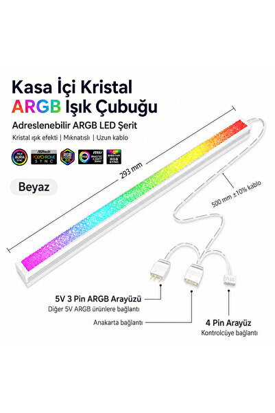 Exem Shop Kasa İçi Kristal ARGB Işık Çubuğu Beyaz
