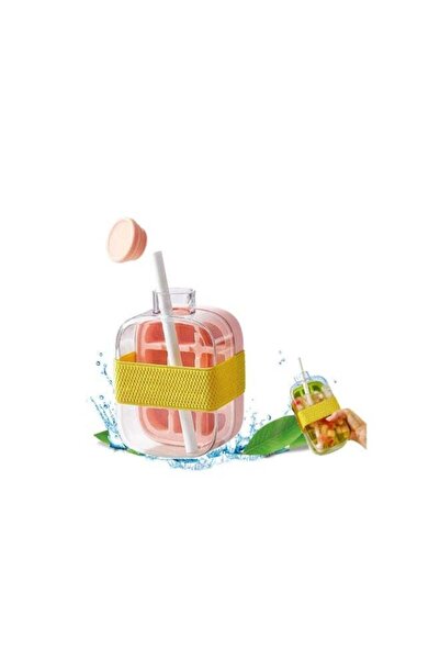Arabest 2-in-1 Ice Cube Bottle with Straw,Easy Press Ice Tray Water Bottle,Le...