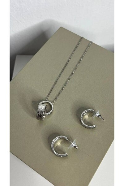 Seen Time Silver Accessory Set with Chain and Earring for All Occasions