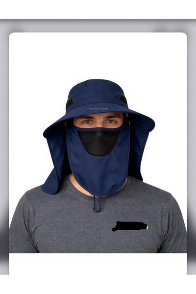 TAKSAV Uv Korumalı Sök Tak Maskeli Unisex Enseli Güneş Şapka Sinek Koruyucu T...