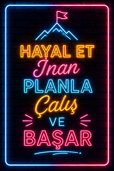 Lucena Pictură murală motivațională cu neon, decorativă din MDF, cu inscripți...