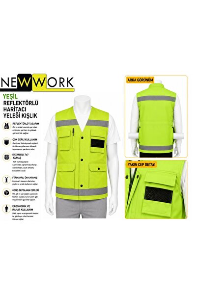 Newwork 7/7 REFLEKTÖRLÜ HARİTACI YELEK YEŞİL